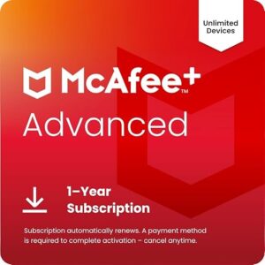 McAfee+ Advanced Unlimited Devices 2026 Ready | Antivirus software 2026 for pc, VPN, ID Monitoring, Personal Data Cleanup, Scam Protection | 1-Year Subscription, Auto-Renewal | Download